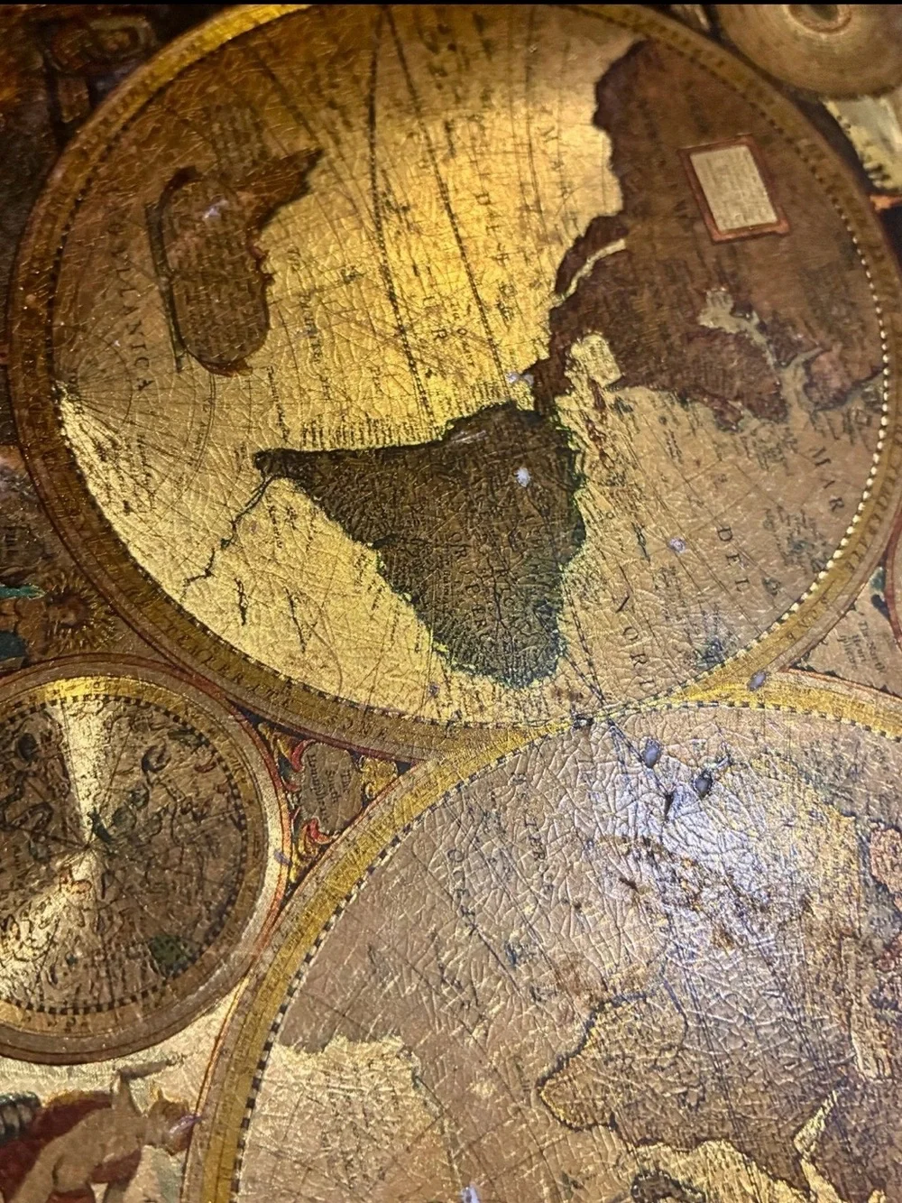Vintage Gold Gilt Decoupage Wooden Box - 1627 John Speed World Map